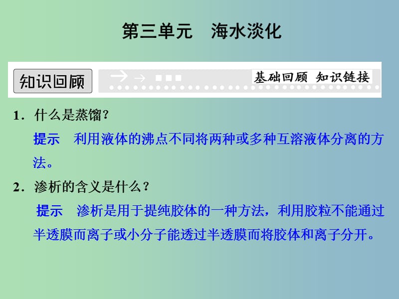 高中化学专题一多样化的水处理技术1.3海水淡化课件苏教版.ppt_第1页