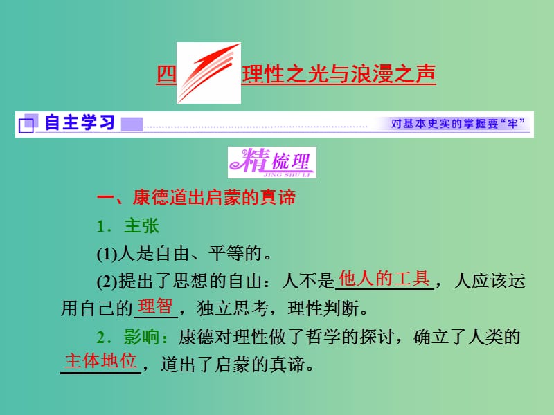 高中历史专题六西方人文精神的起源与发展四理性之光与浪漫之声课件人民版.ppt_第1页