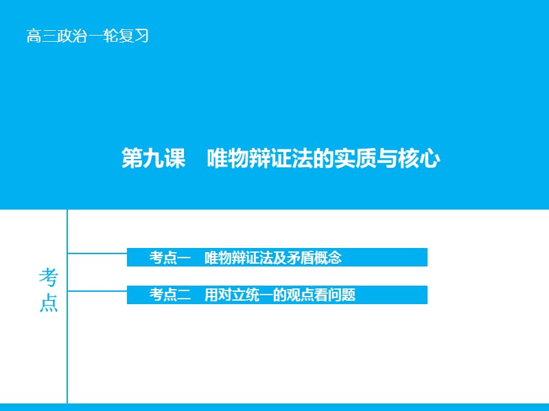 高考政治大一轮复习 第十五单元 第九课 唯物辩证法的实质与核心课件 新人教版.ppt_第1页