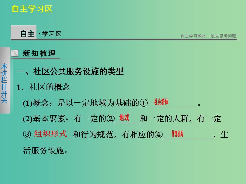 高中地理第四章城乡建设与生活环境4.4社区公共服务设施的布局与生活课件中图版.ppt_第2页