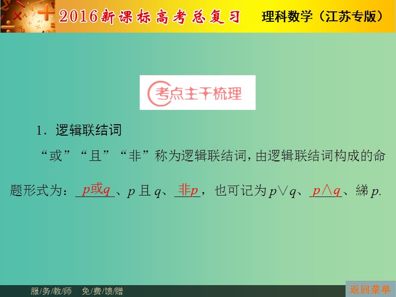 高考数学总复习 第1章 第3节 简单的逻辑联结词课件 理（新版）苏教版必修1.ppt_第3页