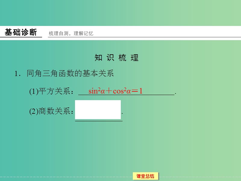 高考数学一轮复习 3-2 同角三角函数基本关系式与诱导公式课件 文.ppt_第3页