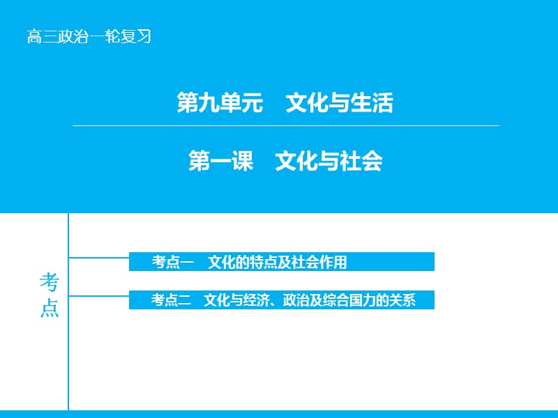 高考政治大一轮复习 第九单元 第一课 文化与社会课件 新人教版.ppt_第1页