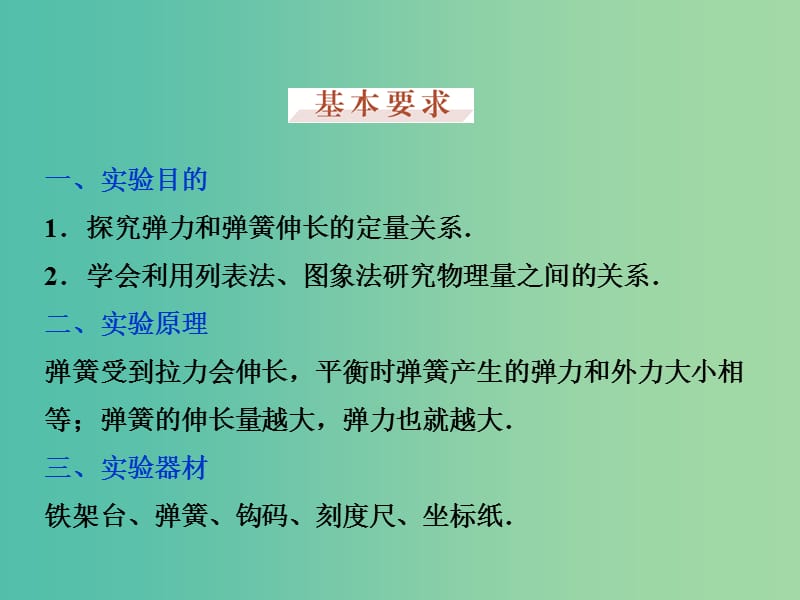 高考物理大一轮复习 实验二 探究弹力和弹簧伸长的关系课件.ppt_第3页