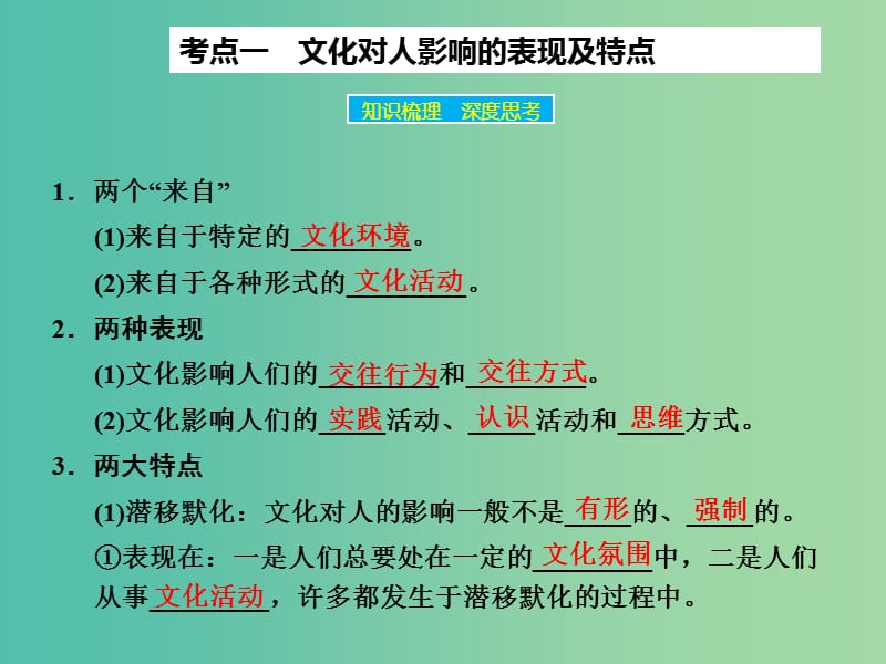 高考政治大一轮复习 第九单元 第二课 文化对人的影响课件 新人教版.ppt_第3页