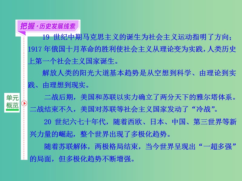 高考历史一轮复习 第一课时 从科学社会主义理论到社会主义制度的建立课件 新人教版必修1.ppt_第2页