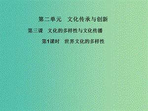 高中政治 第三課 第1課時 世界文化的多樣性課件 新人教版必修3.ppt