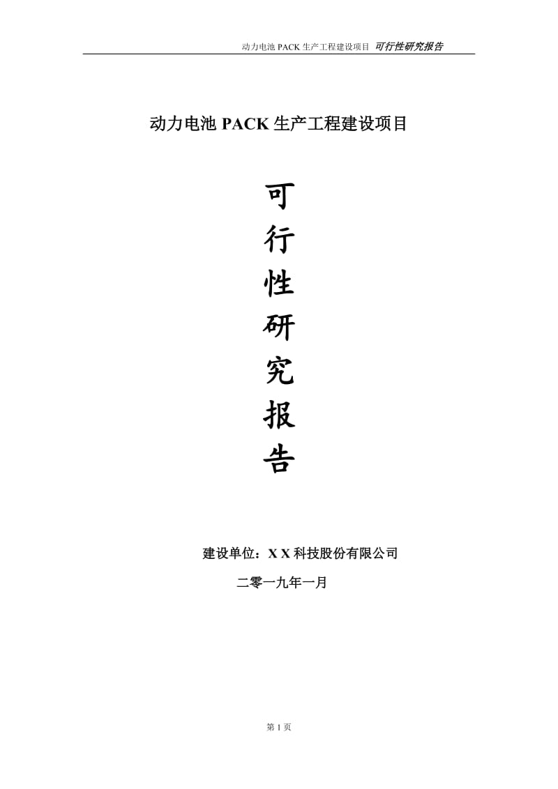 动力电池PACK生产项目可行性研究报告（建议书模板）(1)(1)_第1页