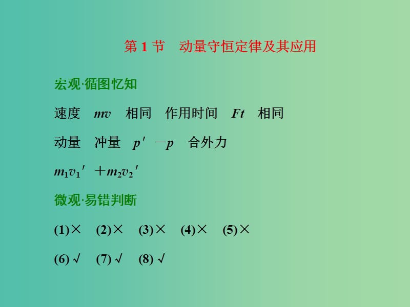 高考物理一轮复习 第十三章 动量 第1节 动量守恒定律及其应用习题详解课件 新人教版.ppt_第1页