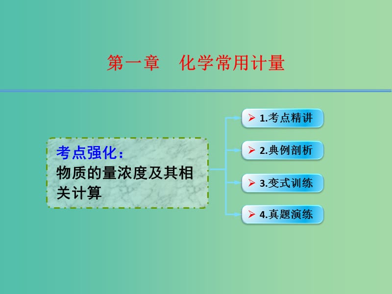 高考化学一轮复习 1.3考点强化 物质的量浓度及其相关计算课件 (2).ppt_第1页