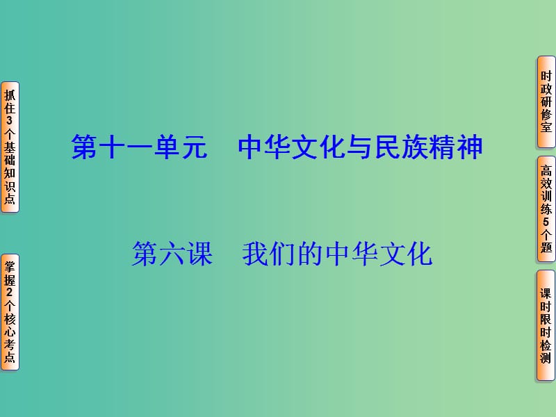 高考政治一轮复习 第十一单元 第六课 我们的中华文化课件.ppt_第1页