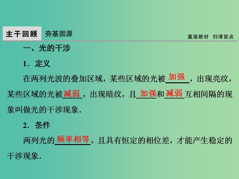 高考物理大一轮复习第14章机械振动机械波光电磁波与相对论第4节光的波动性电磁波相对论课件.ppt_第2页