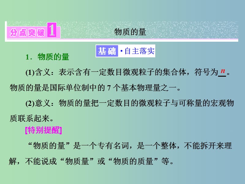 高中化学专题1化学家眼中的物质世界第一单元丰富多彩的化学物质第2课时物质的量课件苏教版.ppt_第3页