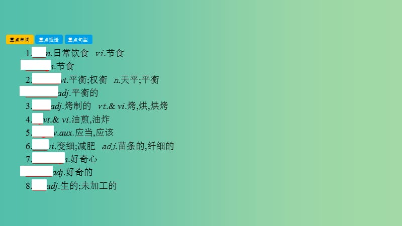 高考英语一轮总复习 第一部分 教材知识梳理 Unit 2 Healthy eating课件 新人教版必修3.ppt_第2页