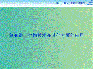 高考生物一輪復習 第十一單元 第40講 生物技術在其他方面的應用課件.ppt