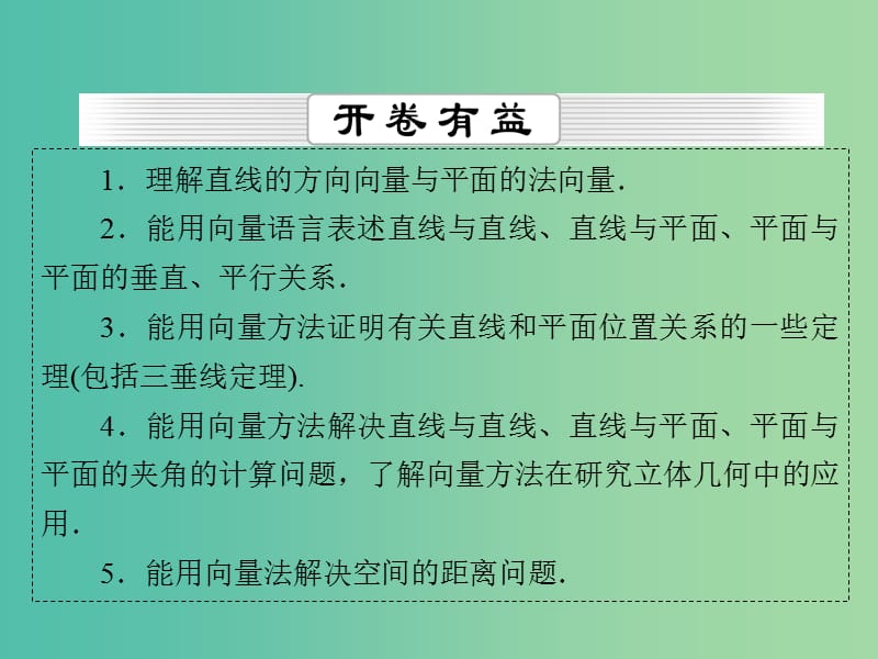 高考数学一轮总复习 第七章 第7节 立体几何中的向量方法课件.ppt_第2页