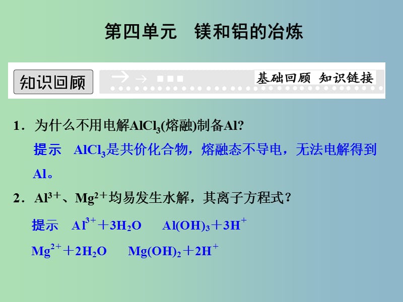 高中化学专题二从自然资源到化学品2.4镁和铝的冶炼课件苏教版.ppt_第1页