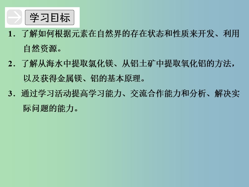 高中化学专题二从自然资源到化学品2.4镁和铝的冶炼课件苏教版.ppt_第2页