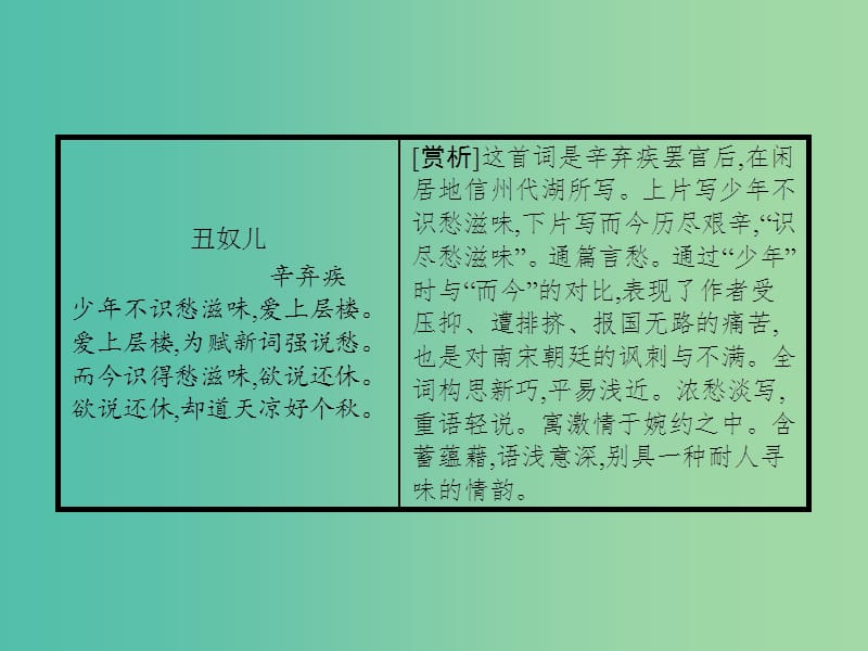 高中语文 第二单元 宋词鉴赏 6 辛弃疾词两首课件 新人教版必修4.ppt_第2页