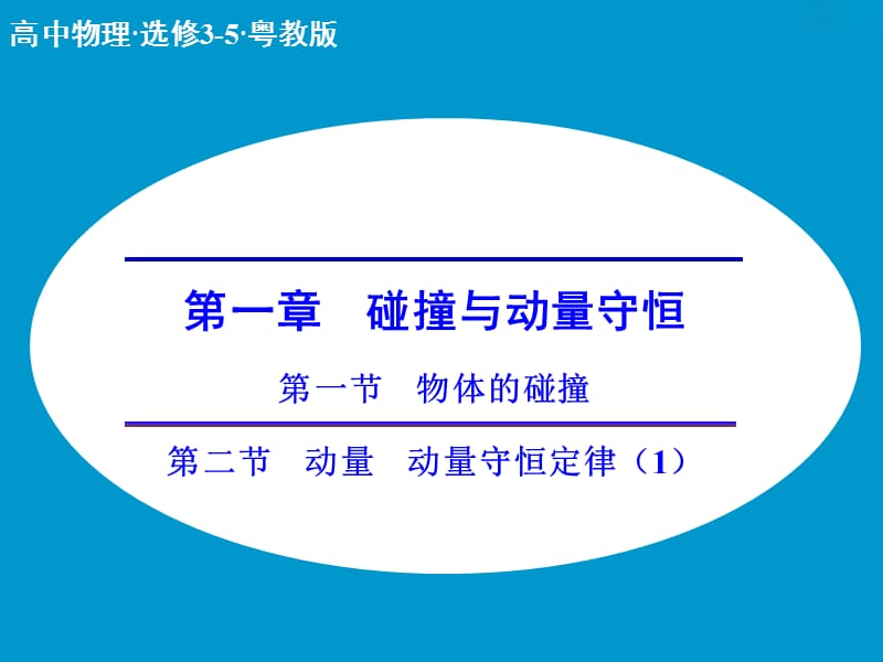 高中物理 1.1-1.2 物体的碰撞 动量 动量守恒定律课件 粤教版选修3-5.ppt_第1页