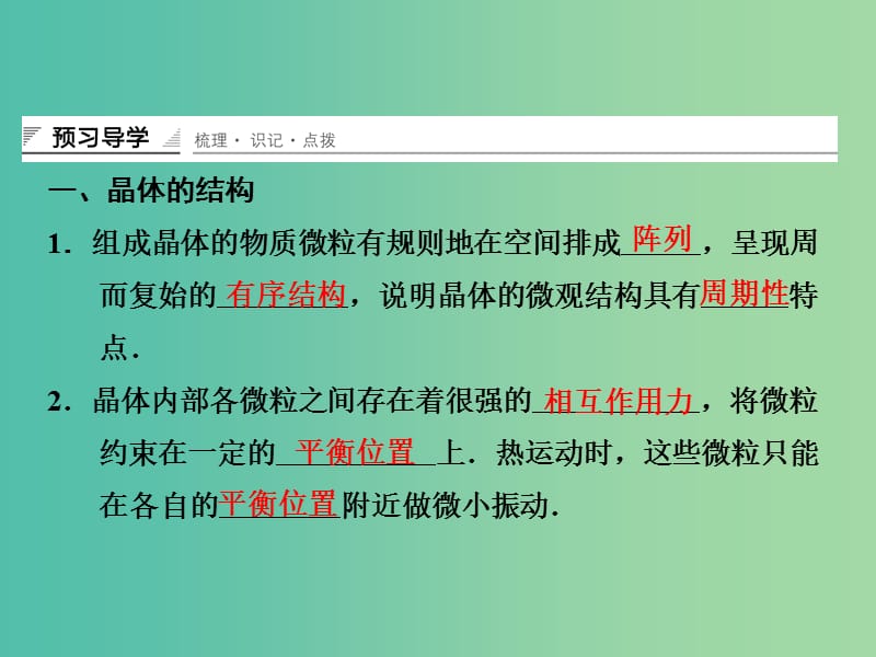 高中物理 固体的微观结构 材料科技与人类文明课件 鲁科版选修3-3.ppt_第3页