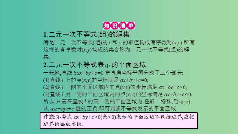 高考数学一轮复习 第六章 不等式 第三节 二元一次不等式(组)与简单的线性规划问题课件 理.ppt_第3页