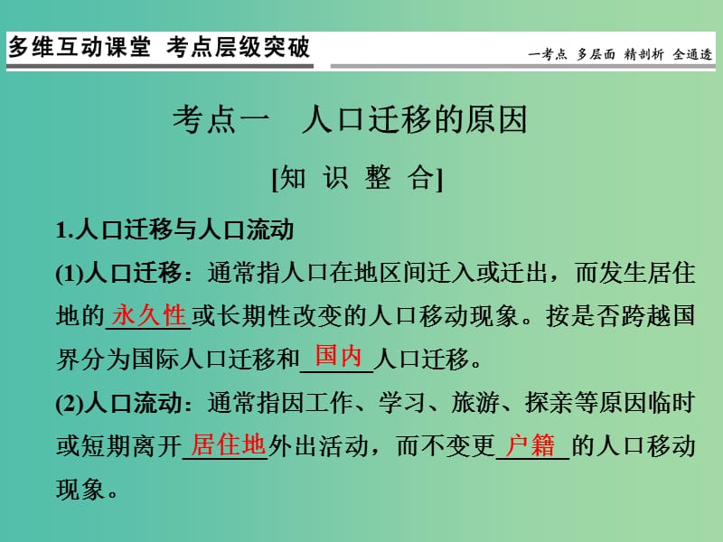 高考地理一轮复习 第六单元 人口与地理环境 第二节 人口迁移与人口流动课件 鲁教版.ppt_第3页