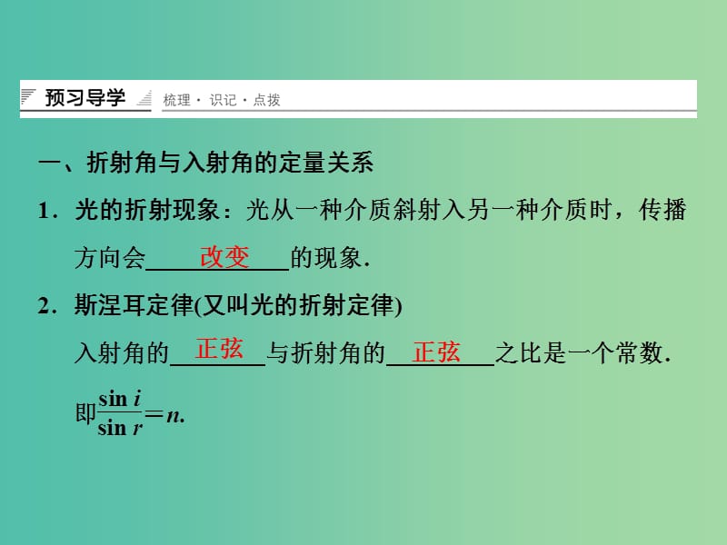 高中物理 光的折射定律课件 鲁科版选修3-4.ppt_第3页
