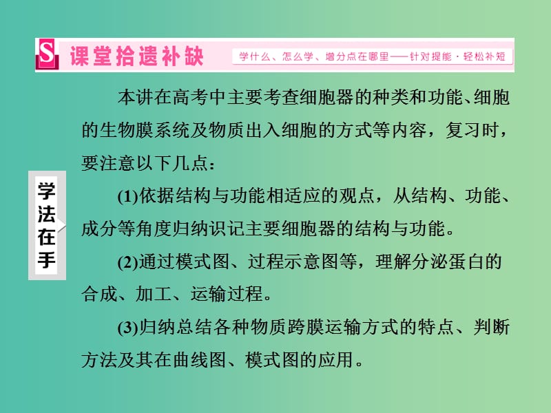 高三生物二轮复习 第一部分 专题一 细胞系统 第2讲 细胞系统的结构-细胞的亚显微结构（重点保分课）课件.ppt_第2页