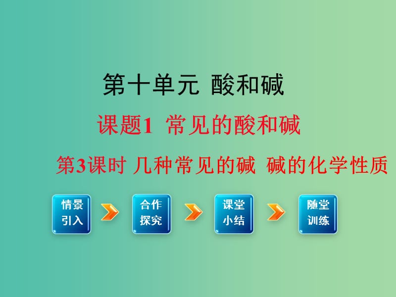 九年级化学下册 第10单元 酸和碱 课题1 第3课时 几种常见的碱 碱的化学性质教学课件 （新版）新人教版.ppt_第1页