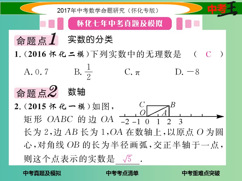 中考数学总复习 第一编 教材知识梳理篇 第一章 数与式 第一节 实数的有关概念（精讲）课件.ppt_第2页