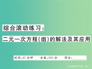 七年級數(shù)學下冊綜合滾動練習二元一次方程(組)的解法及其應用課件新版湘教版.ppt