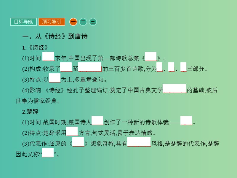 高中历史 第三单元 古代中国的科学技术与文学艺术 9 辉煌灿烂的文学课件 新人教版必修3.ppt_第3页