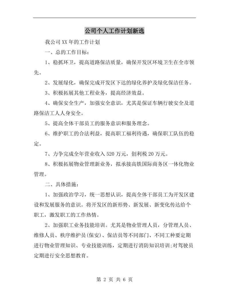 公司个人工作计划新选.doc_第2页