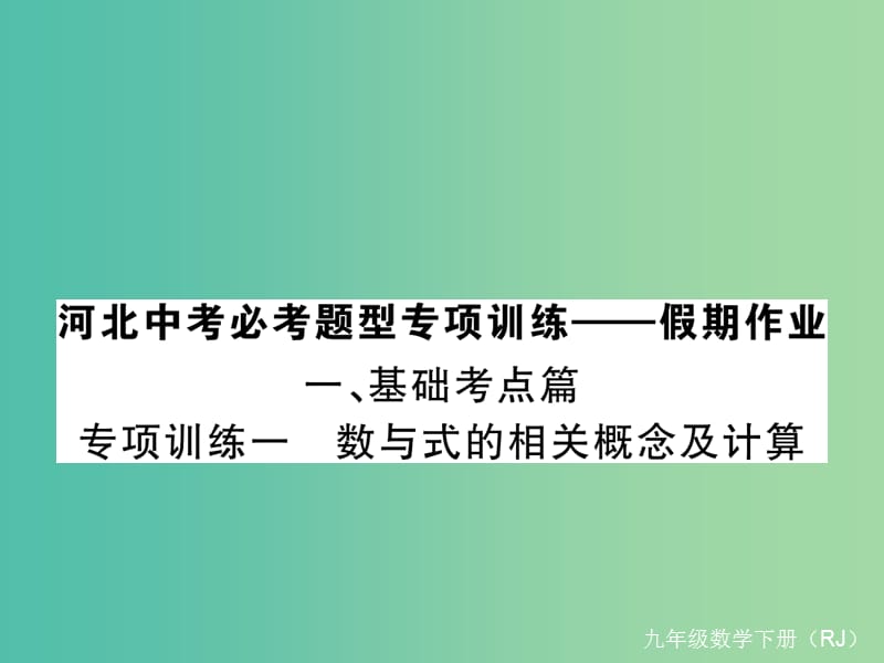 九年级数学下册 专项训练一 数与式的相关概念及计算课件 （新版）新人教版.ppt_第1页