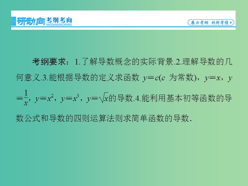 高考数学大一轮复习 第2章 第10节 导数的概念及其运算课件 文 新人教版.ppt_第2页