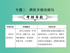 高考語文二輪復(fù)習(xí) 第一部分 語言文字運用 專題二 辨析并修改病句課件.ppt