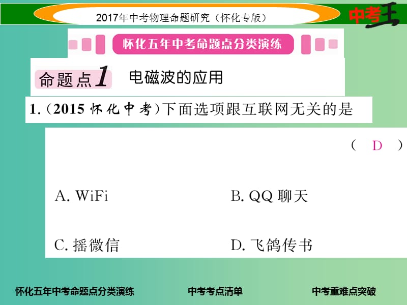 中考物理命题研究 第一编 教材知识梳理篇 第十七讲 信息的传递（精讲）课件.ppt_第2页