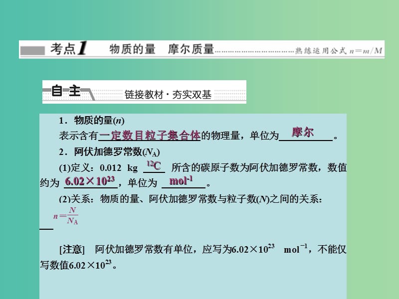 高考化学大一轮复习 第一章 第一节物质的量　气体摩尔体积课件 新人教版.ppt_第3页