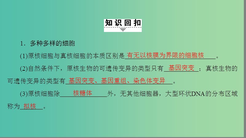 高考生物二轮复习 第2部分 专项体能突破 专项3 回扣2 细胞的结构和功能课件.ppt_第2页