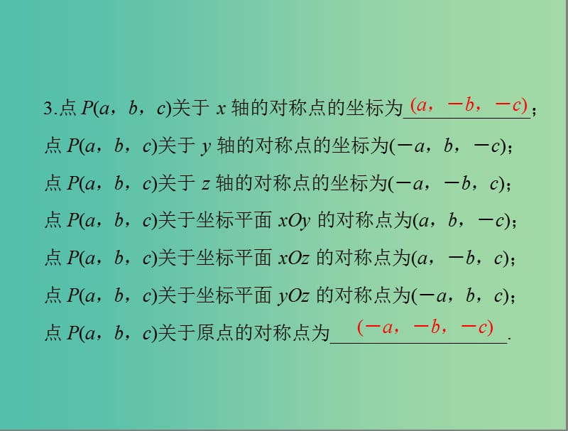 高考数学总复习 第七章 解析几何 第5讲 空间直角坐标系课件 理.ppt_第3页