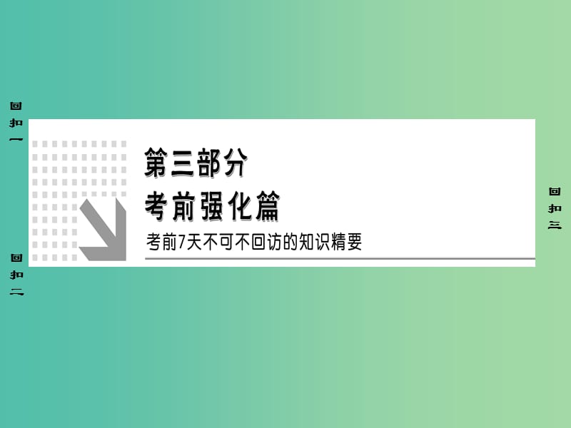 高考化学二轮复习 第3部分 考前强化篇 专题1 实验基础回扣 强化实验素质（考前7-6天）课件.ppt_第1页