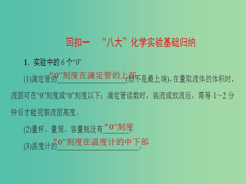 高考化学二轮复习 第3部分 考前强化篇 专题1 实验基础回扣 强化实验素质（考前7-6天）课件.ppt_第3页