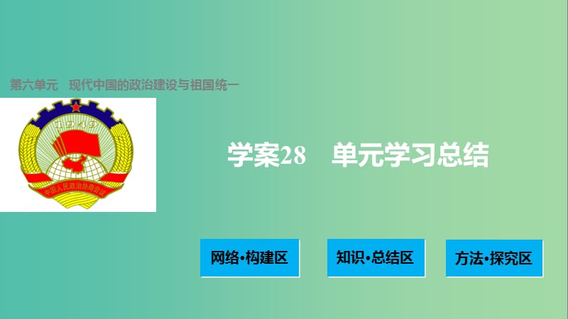 高中历史 第六单元 现代中国的政治建设与祖国统一 28 单元学习总结课件 新人教版必修1.ppt_第1页