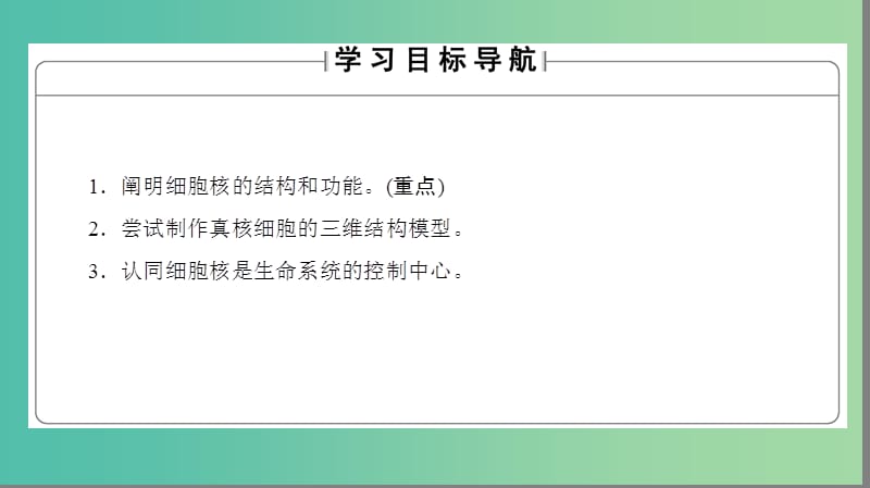 高中生物 第3章 细胞的基本结构 第3节 细胞核——系统的控制中心课件 新人教版必修1.ppt_第2页