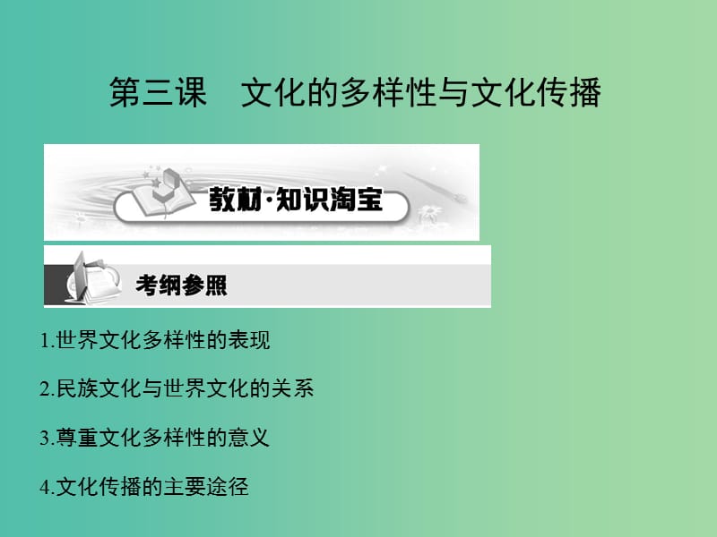 高考政治第一轮复习 第二单元 第三课 文化的多样性与文化传播课件 新人教版必修3.ppt_第2页