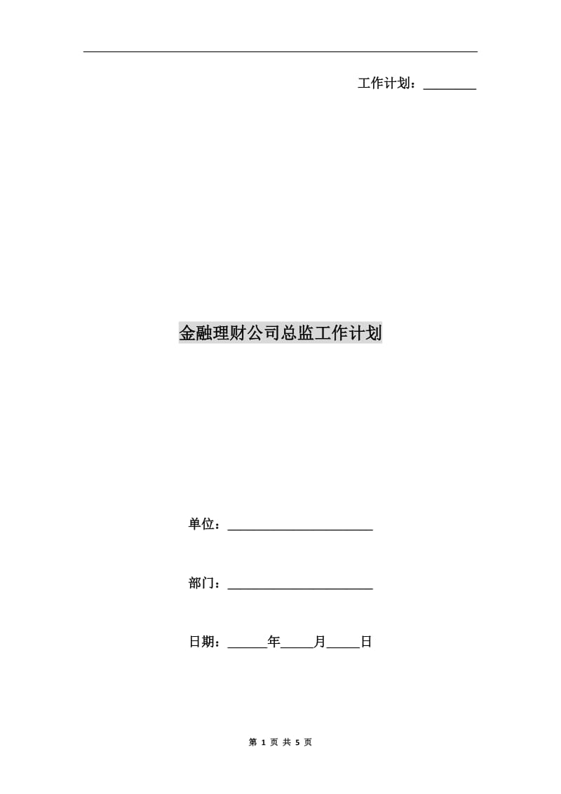 金融理财公司总监工作计划.doc_第1页