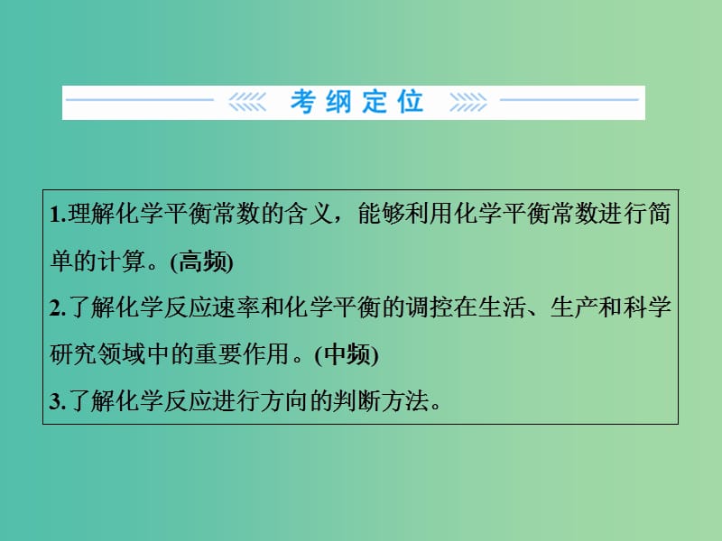 高考化学大一轮复习 第七章 第3节 化学平衡常数 化学反应进行的方向课件.ppt_第2页