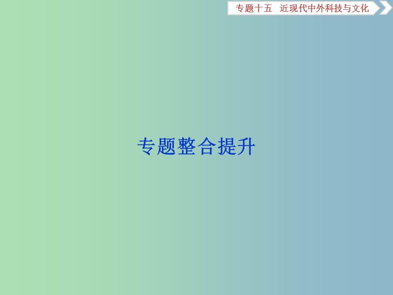 高三历史一轮复习专题十五近现代中外科技与文化专题整合提升课件新人教版.ppt_第1页