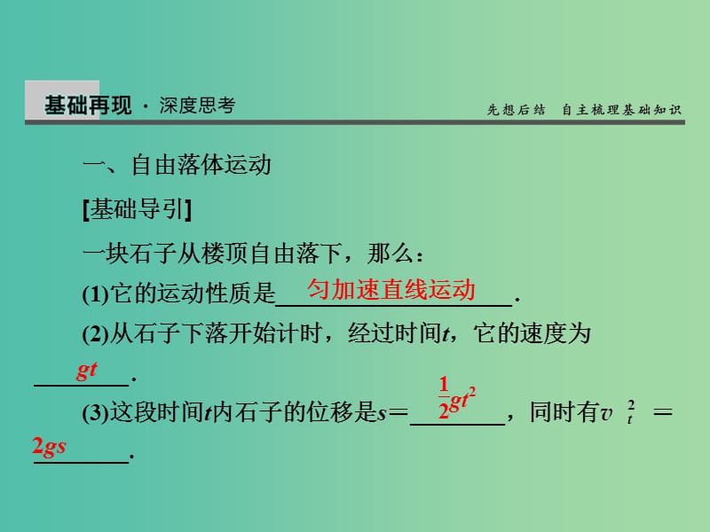 高考物理总复习 第1章 第3课时 自由落体与竖直上抛运动课件.ppt_第3页